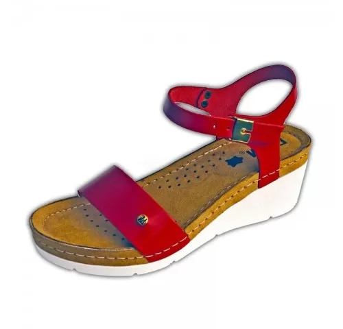 Sandale dama, de vara, din piele, Leon 1015, rosu-1