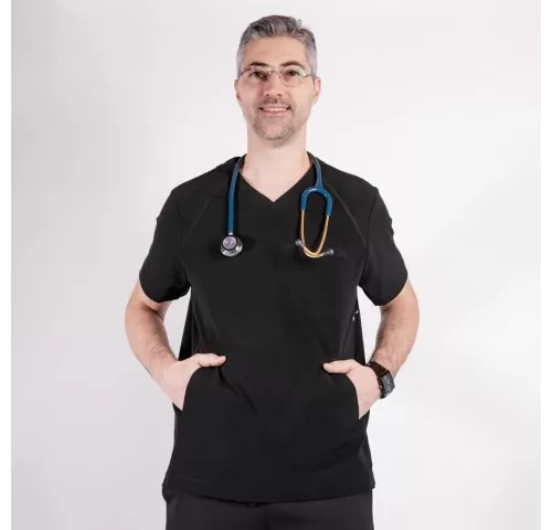 Bluza medicala Lotus Flex, stretch, negru, TS-NP9-1