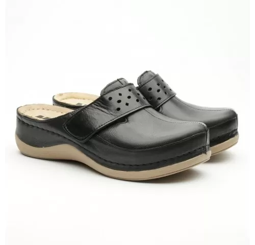 Saboti medicali, de dama, din piele, negru, Leon 902-1