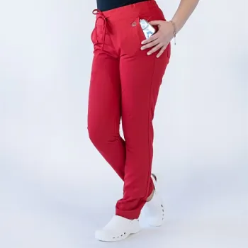 Pantaloni medicali Lotus Flex, stretch, cu snur, rosu, TRS-SP9-1