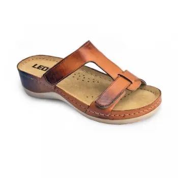 Saboti dama, din piele, de vara, Leon 914, maro-1