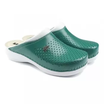 Saboti medicali, unisex, din piele, verde, Leon PU100-1