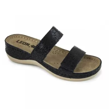 Saboti dama, de vara, din piele, Leon 918, negru-1