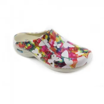 Saboti medicali din piele naturala, lavabili, Nursingcare Wash'Go Berlin, Fantasy Butterfly-1