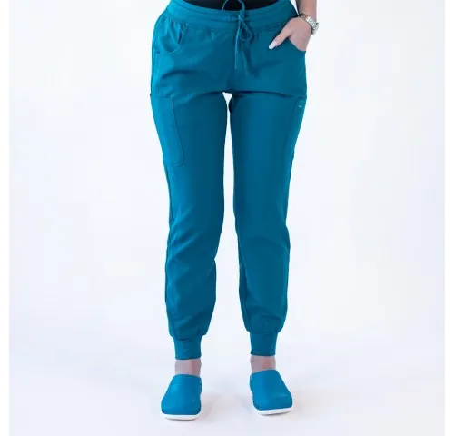 Pantaloni medicali Lotus Flex, stretch, cu snur, turcoaz inchis, TRS-SP4-V3-1