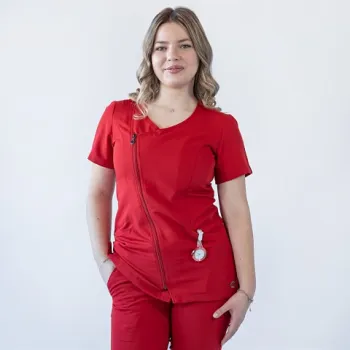 Bluza medicala Lotus Flex, stretch, rosu, TRS-JK1-1