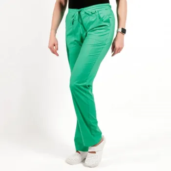 Pantaloni medicali Lotus Flex, stretch, cu elastic si snur, verde chirurgical deschis, CVC-SP2-1