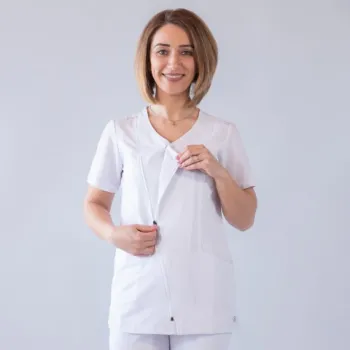 Bluza medicala Lotus Flex, stretch, alb, TRS-JK1-1