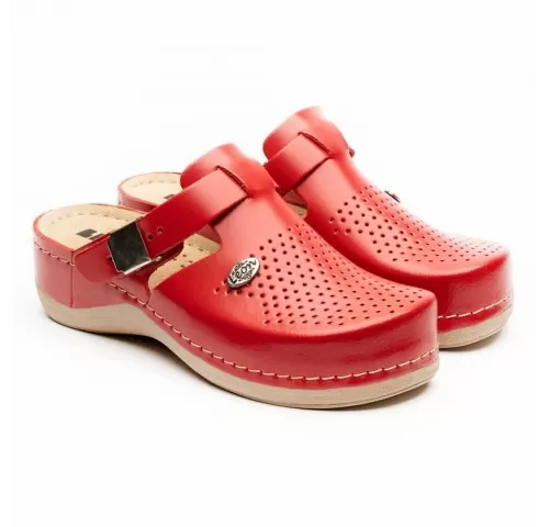 Saboti medicali de dama, din piele, rosu, Leon 900-1