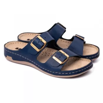 Saboti dama Leon 955, de vara, din piele, bleumarin-1