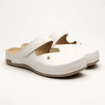 Saboti medicali, de dama, din piele, alb, Leon 953-1