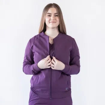 Jacheta medicala cu fermoar Lotus Flex, stretch, wine, TRS-JK10-1