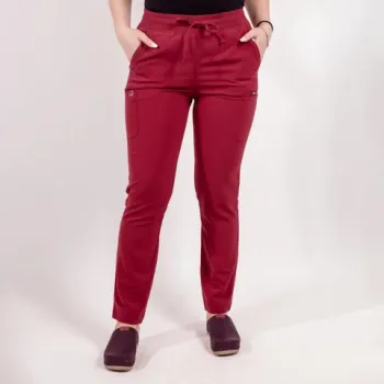 Pantaloni medicali Lotus Flex, stretch, cu snur, visiniu, TS-SP3-1
