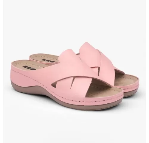 Saboti dama, de vara, din piele, Leon 932, roz-1