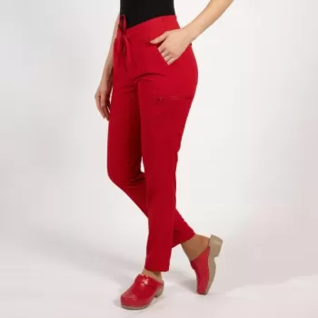 Pantaloni medicali Lotus Flex, stretch, cu snur, rosu, TS-SP3-1