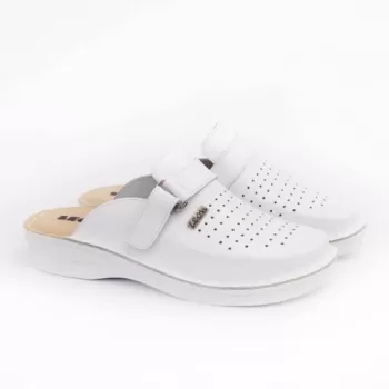 Saboti medicali, de barbati, din piele, alb, Leon V230M-1