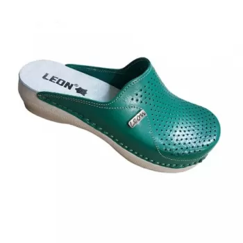 Saboti medicali, de dama, din piele, verde, Leon PU115-1