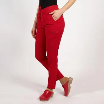 Pantaloni medicali Lotus Flex, stretch, cu snur, rosu, TS-SP3-1