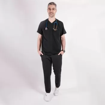 Costum medical Lotus Flex, stretch, negru, TS-NP9 TRS-SP9-1