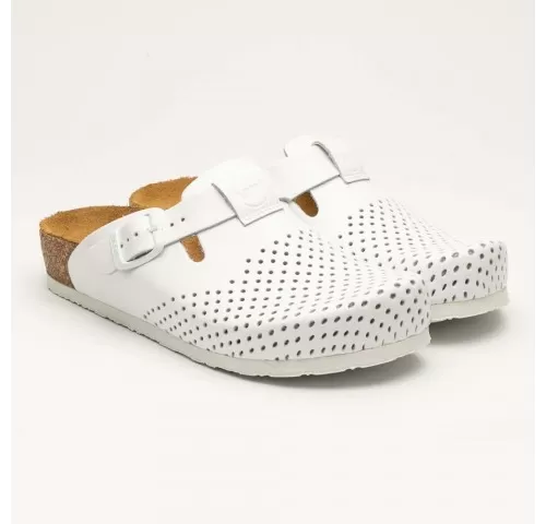 Saboti medicali Leon 4250, de dama, din piele, alb-1