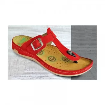 Saboti dama, din piele intoarsa, de vara, Leon 981, rosu-1