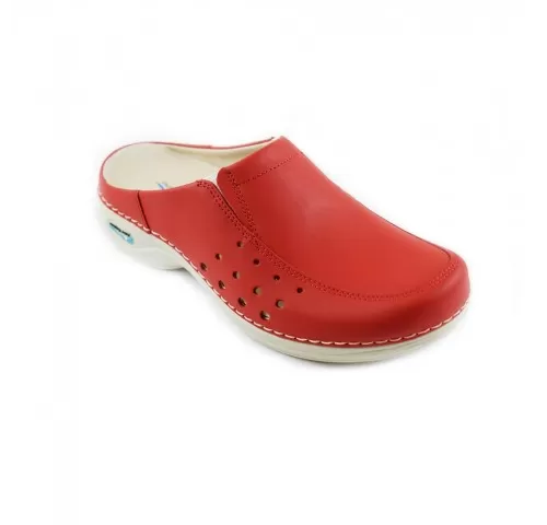Saboti medicali din piele naturala, lavabili, Nursingcare Wash'Go Berlin, rosu-1