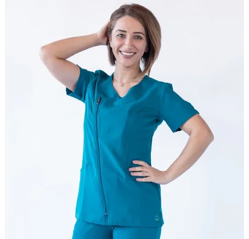 Bluza medicala Lotus Flex, stretch, turcoaz inchis, TRS-JK1-1