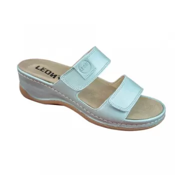 Saboti medicali Leon 2020, din piele, turcoaz-1
