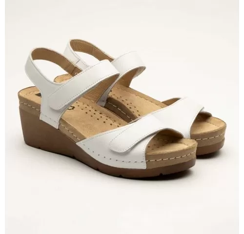 Sandale Leon 1041, din piele, de vara, alb-1