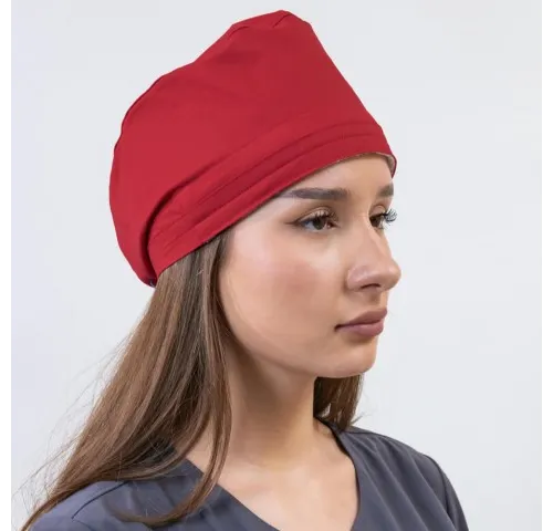 Boneta medicala stretch Lotus Flex, rosu, CVC-HN3-1
