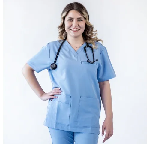 Bluza medicala Lotus Flex, stretch, albastru ciel, TRS-NP16-1