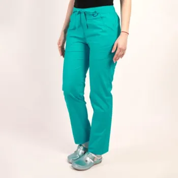Pantaloni medicali Lotus Flex, stretch, cu elastic si snur, sea frost, CVC-SP2-1