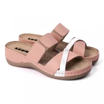 Saboti dama, din piele, de vara, Leon 909, roz-1