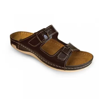 Saboti barbati, de vara, din piele, Leon 702M, maro-1