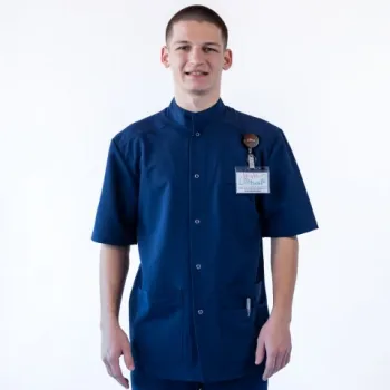 Bluza medicala cu capse, Lotus Flex, stretch, bleumarin, TRS-JK7-1