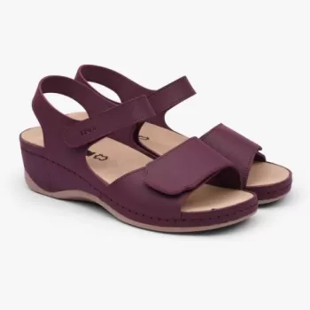 Saboti dama, de vara, din piele, inchidere cu scai, Leon 2024 Bakkar, bordo mat-1