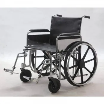 Carucior cu rotile transport pacienti, extralarge, cadru din otel cromat - YJ-010B-1