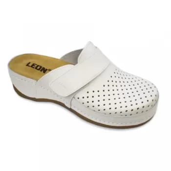Saboti medicali Leon 2022, de dama, din piele, alb-1