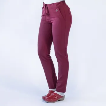 Pantaloni medicali Lotus Flex, stretch, cu snur, visiniu, TRS-SP9-1