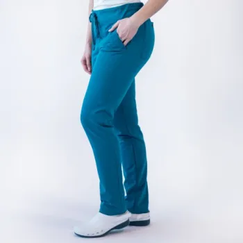 Pantaloni medicali Lotus Flex, stretch, cu snur, turcoaz inchis, TRS-SP9-1
