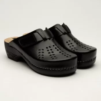 Saboti medicali Leon 161, de dama, din piele, negru-1