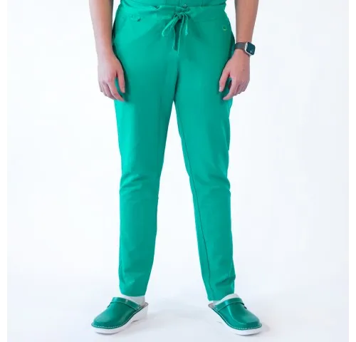 Pantaloni medicali Lotus Flex, stretch, cu snur, verde chirurgical, TRS-SP9-1