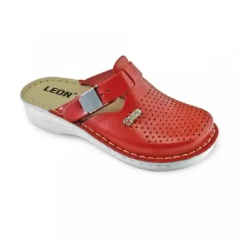 Saboti medicali, de dama, din piele, rosu, Leon V260-1