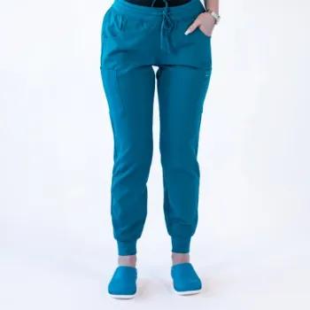 Pantaloni medicali Lotus Flex, stretch, cu snur, turcoaz inchis, TRS-SP4-V3-1