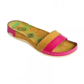 Saboti dama, de vara, din piele, Leon 990, ciclam-1