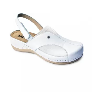 Saboti medicali, de dama, din piele, alb, Leon 913-1