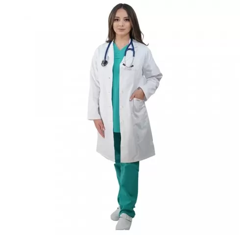 Halat alb cu maneca lunga, pentru femei - C17-1