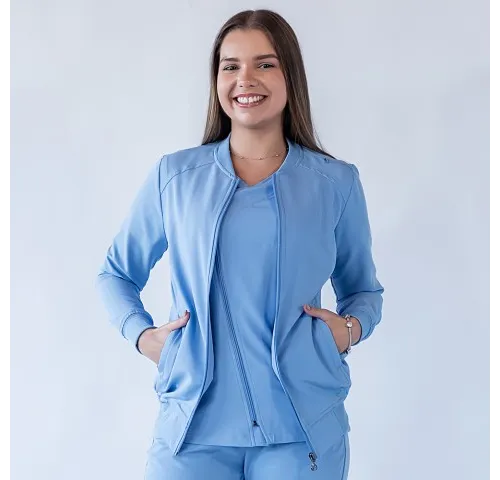 Jacheta medicala cu fermoar Lotus Flex, stretch, albastru ciel, TRS-JK10-1
