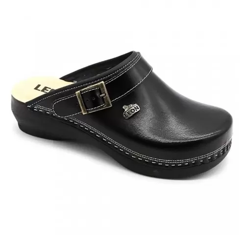 Saboti medicali, unisex, din piele neperforata, negru, Leon PU101-1