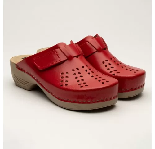 Saboti medicali Leon 161, de dama, din piele, rosu-1